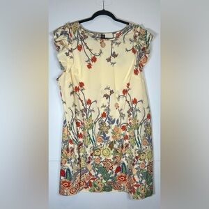Elegant Aline,Cream Floral Mini Dress. Short Sleeves. Perfect for Fall! Size 2X